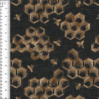 Bees on Charcoal Cotton Spandex