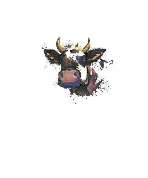 Watercolour Cow French Terry Panel Adult