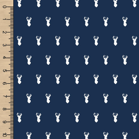 Deer on Blue Bamboo French Terry
