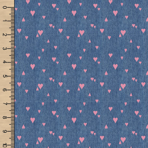 PREORDER Denim Hearts Dusty Rose Small Scale