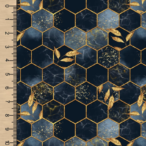 PREORDER Navy Gold Hexagons