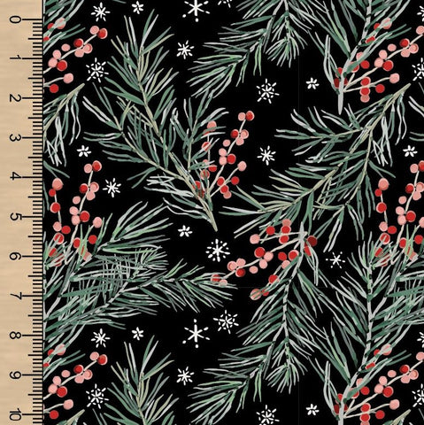 Pine Berries Cotton French Terry