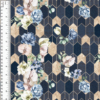 Polygon Floral Navy Cotton French Terry