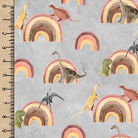 Rainbow Dinosaurs Woven Cotton