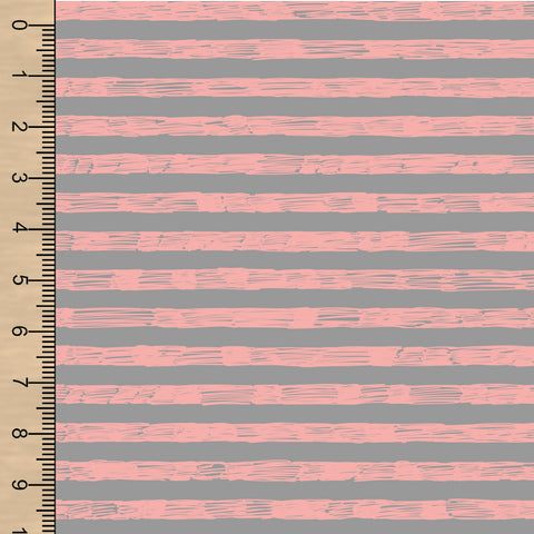 Remnant Sketchy Stripe Pink on Grey 18” French Terry