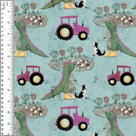 Dinosaur Farmer Pink Cotton French Terry