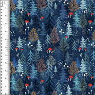 Mushroom Forest Navy Cotton French Terry