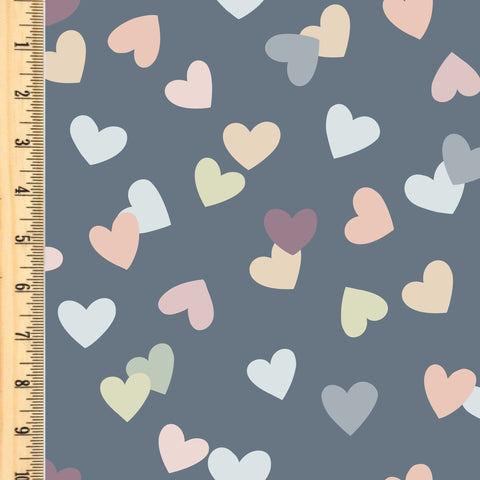 Pastel Hearts Toss Cotton French Terry